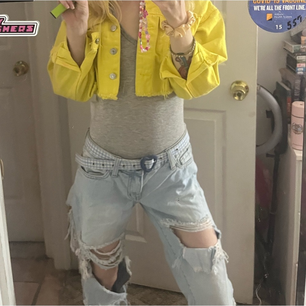 Blue plaid heart belt